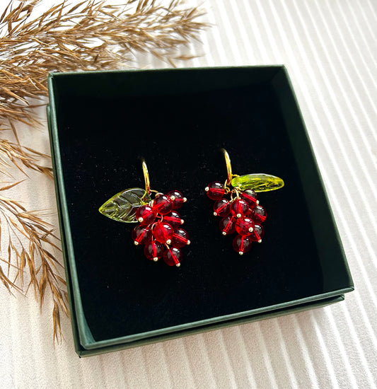 WILD CURRANT- korvakorut (punainen/kulta)