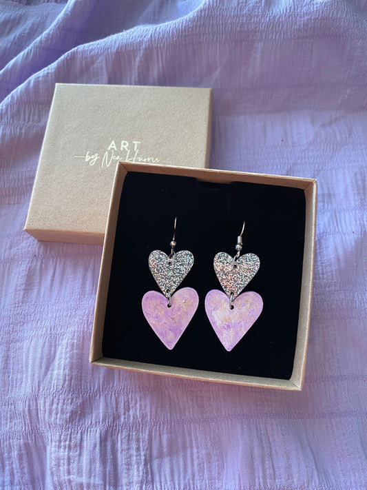 Lavender hearts - earrings